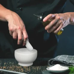 Mortel och stöt, 6x10 cm, Vit, Marmor