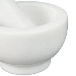 Mortel och stöt, 6x10 cm, Vit, Marmor