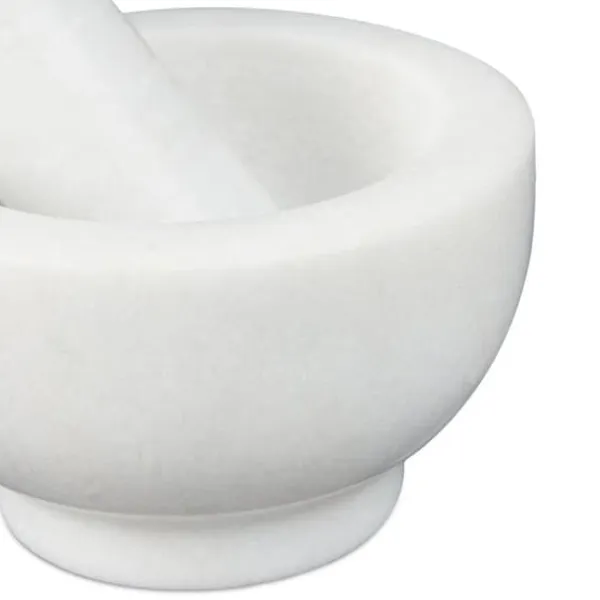 Mortel och stöt, 6x10 cm, Vit, Marmor