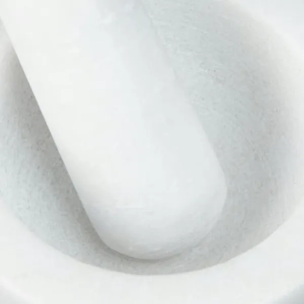 Mortel och stöt, 6x10 cm, Vit, Marmor