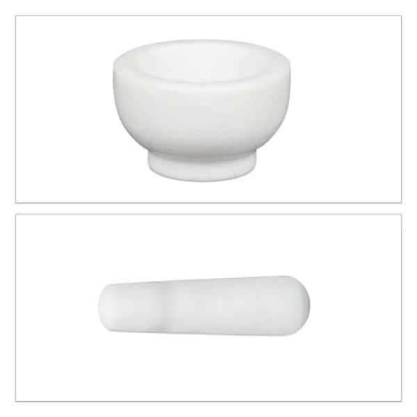 Mortel och stöt, 6x10 cm, Vit, Marmor