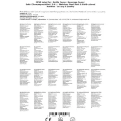 Ishink & Kylare-Mousserande vin och champagne hink, 18/8 rostfritt stål, satin med guld handtag, 5,0 liter