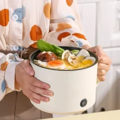 Portabla Spisar-Multifunktionell Elektrisk Köksgryta Liten Mini Elektrisk Spis Snabb Nudelkokare för studenthem Personligt bruk CN 220V Beige
