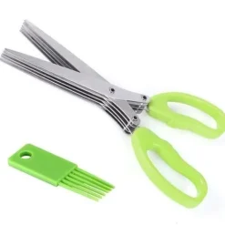 Kökssaxar-NANHONG örtsax i rostfritt stål, multifunktionell köksax med 5 blad med rengöringsborste My11754