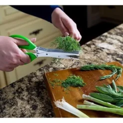 Kökssaxar-NANHONG örtsax i rostfritt stål, multifunktionell köksax med 5 blad med rengöringsborste My11754