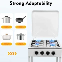 Spisar-Nödspis - Utomhus gaskök med 4 brännare - Förvaringshylla - Naturgas/Gasol - 49×49×79 cm - Järn - 9 kg - Röd