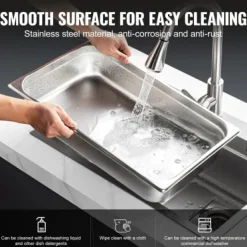 Matuppvärmare-Ångbordsform, fullstorlek, 53x32,6x10,7 cm, rostfritt stål, förvaring