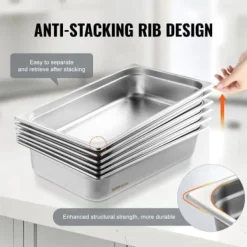 Matuppvärmare-Ångbordsform, fullstorlek, 53x32,6x10,7 cm, rostfritt stål, förvaring