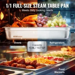 Matuppvärmare-Ångbordsform, fullstorlek, 53x32,6x10,7 cm, rostfritt stål, förvaring