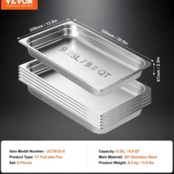 Matuppvärmare-Ångbordsform, 6-pack fullstorlek anti-jam, 53x32.8x6.7 cm, rostfritt stål, förvaring