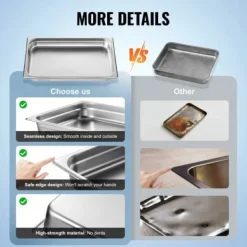 Matuppvärmare-Ångbordsform, 6-pack fullstorlek anti-jam, 53x32.8x6.7 cm, rostfritt stål, förvaring