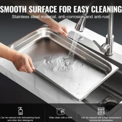 Matuppvärmare-Ångbordsform, 6-pack fullstorlek anti-jam, 53x32.8x6.7 cm, rostfritt stål, förvaring