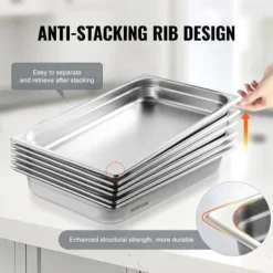 Matuppvärmare-Ångbordsform, 6-pack fullstorlek anti-jam, 53x32.8x6.7 cm, rostfritt stål, förvaring