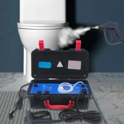 Ångrengörare - Ångtvätt - 3000 W 220 V - ABS och rostfritt stål - För fett/fläckar/damm/smuts - Svart