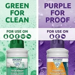 Nikwax TECH WASH 1L + TX DIRECT WASH-IN 1L, impregnering GORE-TEX tvätt