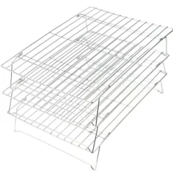 3-nivåers kylgaller hopfällbara ben för kakor, tårtor, kök, bakning, grillverktyg