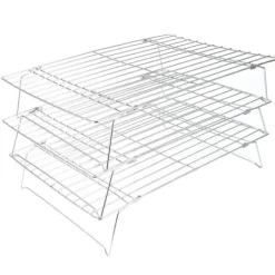 3-nivåers kylgaller hopfällbara ben för kakor, tårtor, kök, bakning, grillverktyg