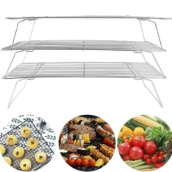 3-nivåers kylgaller hopfällbara ben för kakor, tårtor, kök, bakning, grillverktyg