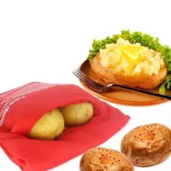 Påsar För Ångkokning-NOUVEAU Röd Tvättbar Kockväska Mikrovågsugn för Snabb Tillagning av Potatis