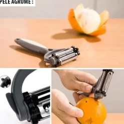 Nätlösningar Julienne Skalare 4 i 1 grönsaksskalare Trippelblad + Citrusskalare - Ekonomisk funktion in och ut