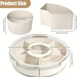 OBOSOE 360° Roterande Frukt- & Snackbricka med Lock & Handtag – Mångsidig PP-plast Organizer för Frukter, Grönsaker & Tilltugg