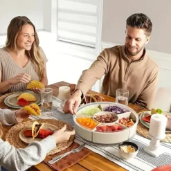 OBOSOE 360° Roterande Frukt- & Snackbricka med Lock & Handtag – Mångsidig PP-plast Organizer för Frukter, Grönsaker & Tilltugg