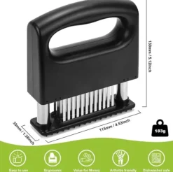 Köttklubbor-OBOSOE 48-Blads Köttmörkare/Köttmörning i Rostfritt Stål - För Alla Köttsorter Inkl. Nöt & Fläsk