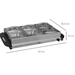 Matuppvärmare-OBOSOE Chafing dish 6,8L – Lämpölevy 300W, säädettävä termostaatti, ruostumatonta terästä, ihanteellinen buffet-pöydille ja juhliin