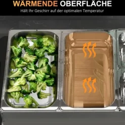 Matuppvärmare-OBOSOE Chafing dish 6,8L – Lämpölevy 300W, säädettävä termostaatti, ruostumatonta terästä, ihanteellinen buffet-pöydille ja juhliin