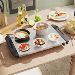 Matuppvärmare-OBOSOE Chafing dish 6,8L – Lämpölevy 300W, säädettävä termostaatti, ruostumatonta terästä, ihanteellinen buffet-pöydille ja juhliin