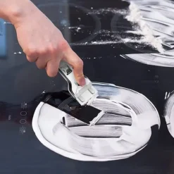 OBOSOE Glashällsskrapa / Glasskrapa i rostfritt stål – Med 5 utbytbara blad för fönster, spis och golv