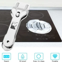 OBOSOE Glashällsskrapa / Glasskrapa i rostfritt stål – Med 5 utbytbara blad för fönster, spis och golv