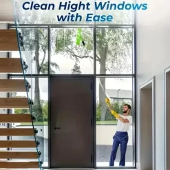 OBOSOE 2-i-1 Fönsterskrapa med Teleskopskaft 313cm – Fönstertvätt och Skrapa för Höga Fönster, Bilar, Dusch, Inomhus & Utomhus