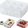 OBOSOE 6-i-1 Kylförvaringslåda - Plastbehållare med Lock för Grönsaker & Frukt | Färskvarande Drainagebox till Kök