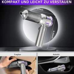 Handdammsugare-OBOSOE 4-i-1 Trådlös Handdammsugare – Mini Dammsugare med Självtömning, 3 Sugnivåer för Hem, Bil & Husdjur