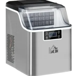 OBOSOE Ismaskin 20 kg/24h – 2,3L vattentank och 3,2L vattenbehållare, rostfritt stål, automatisk rengöring, silver, 25,2 x 36 x 37,1 cm