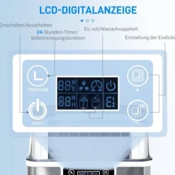 OBOSOE Ismaskin 20 kg/24h – 2,3L vattentank och 3,2L vattenbehållare, rostfritt stål, automatisk rengöring, silver, 25,2 x 36 x 37,1 cm
