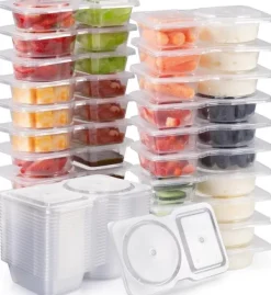 OBOSOE Matlådor/Förvaringsburkar med lock 10-pack – Återanvändbara, delade matlådor för snacks, portioner och picknick