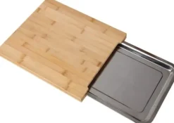 OBOSOE Naturlig Bambu Skärbräda med Avtagbart Rostfritt Stålfack - Multifunktionell Köksbräda för Kött, Grönsaker & Bakning | Miljövänlig & Hygienisk | CDON