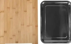 OBOSOE Naturlig Bambu Skärbräda med Avtagbart Rostfritt Stålfack - Multifunktionell Köksbräda för Kött, Grönsaker & Bakning | Miljövänlig & Hygienisk | CDON