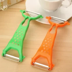 OBOSOE 2-pack 2-i-1 Grönsaksskalare & Råkostjärn – Dubbelverkande Skalare i Rostfritt Stål med Ergonomiskt Handtag