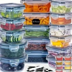 OBOSOE 24-pack Matlådor med Lufttäta Burkar med Lock – BPA-fria Matförvaring