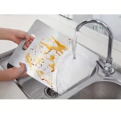 OBOSOE 3-pack Rostfria Stålskärbrädor - Dubbelsidiga Köksbrädor Mögelresistenta & Fukttåliga | Professionell Köksutrustning för Hemmet