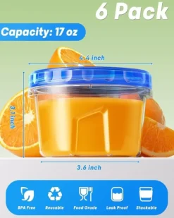 OBOSOE 6-pack runda matlådor 500 ml – BPA-fria, återanvändbara med twist-top lock, kyl & mikro