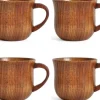 Kaffe- & Teserviser-OBOSOE 4-pack trämuggar med handtag – 150 ml naturliga drickskoppar i hagtornsträ