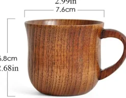 Kaffe- & Teserviser-OBOSOE 4-pack trämuggar med handtag – 150 ml naturliga drickskoppar i hagtornsträ