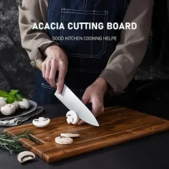 Skärbrädor-OBOSOE Premium Akaciaträ Skärbräda - Perfekt för Kött, Ost, Bröd, Grönsaker & Frukt | Hållbart Köksredskap för Hemmet & Studentboende (34x22 cm) - Ide | CDON