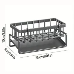 OBOSOE Självtränande tvål svamp hållare, rostfritt stål handfat hylla, kök handfat avloppshylla med delare, kök bänkskiva arrangöre