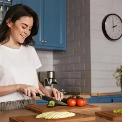 OBOSOE Skärbrädor i Bambu 3-pack – Tjocka Träskärbrädor för Kött, Grönsaker & Frukt – Jul, Halloween & Högtider