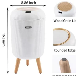 Soptunnor & Papperskorgar-OBOSOE Smart sopkorg med lock, Rund sopkorg med ben, Vattentät beröringslös sopkorg, Avfallskorg för sovrum, Badrum, Kök, Vardagsrum, Kontor